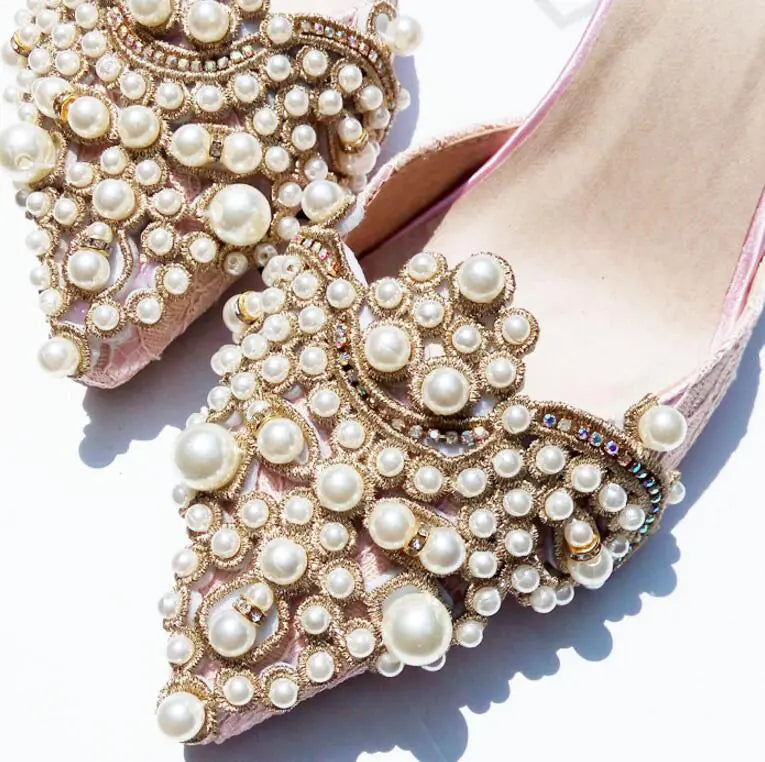 Colorful High Heels with Rhinestones and Beads for Women