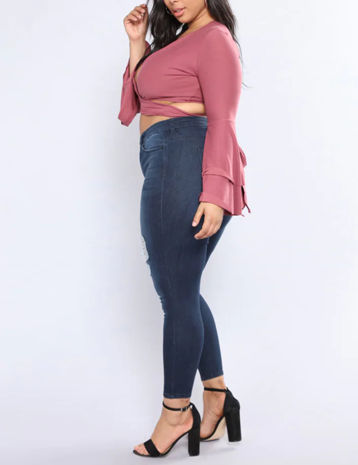 High-Waisted Ripped Skinny Jeans