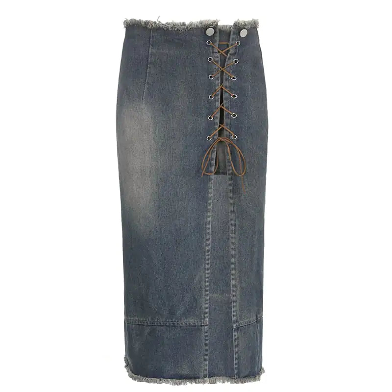 Women's Denim Skirt with Street Fashion Belt