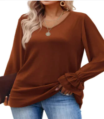 Solid Color Long Sleeve T-Shirt Top