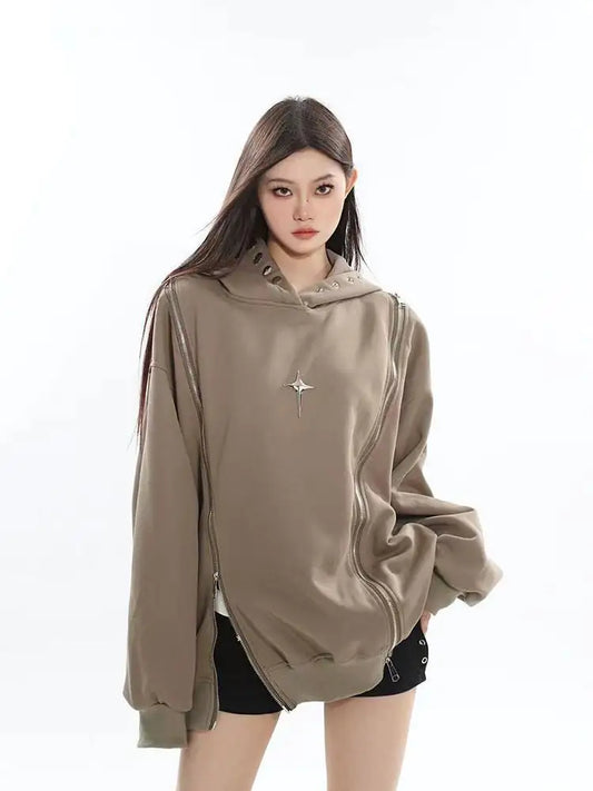Ladies' Zip Shoulder Retro Hoodie