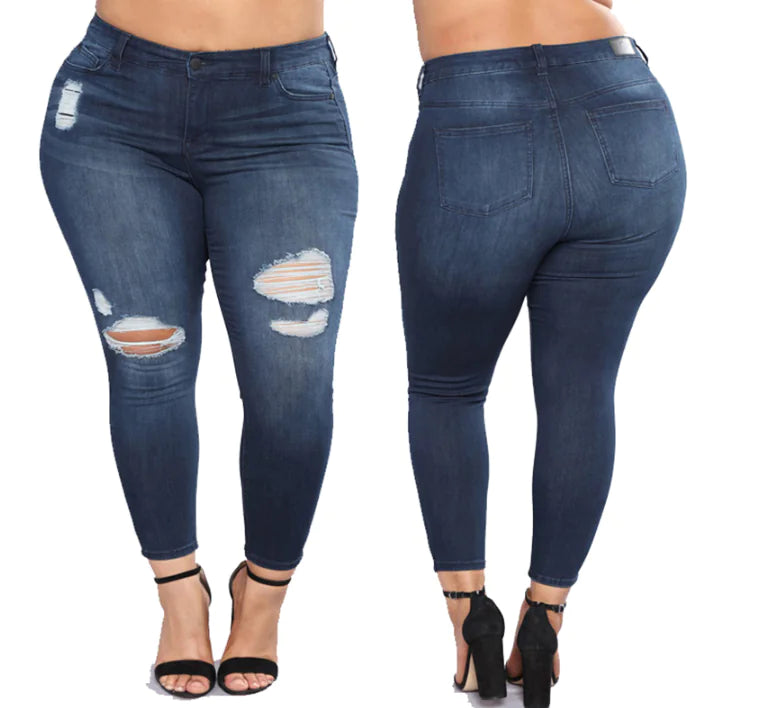 High-Waisted Ripped Skinny Jeans