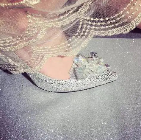 Diamond Pointed Toe High Heels for Brides