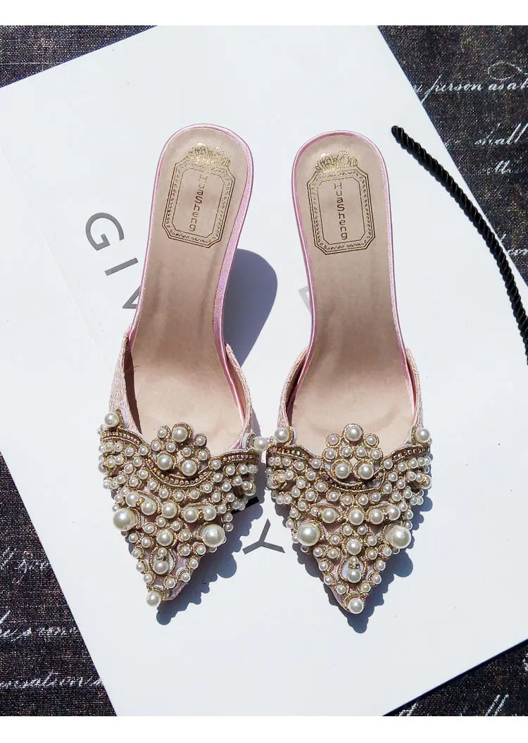 Colorful High Heels with Rhinestones and Beads for Women