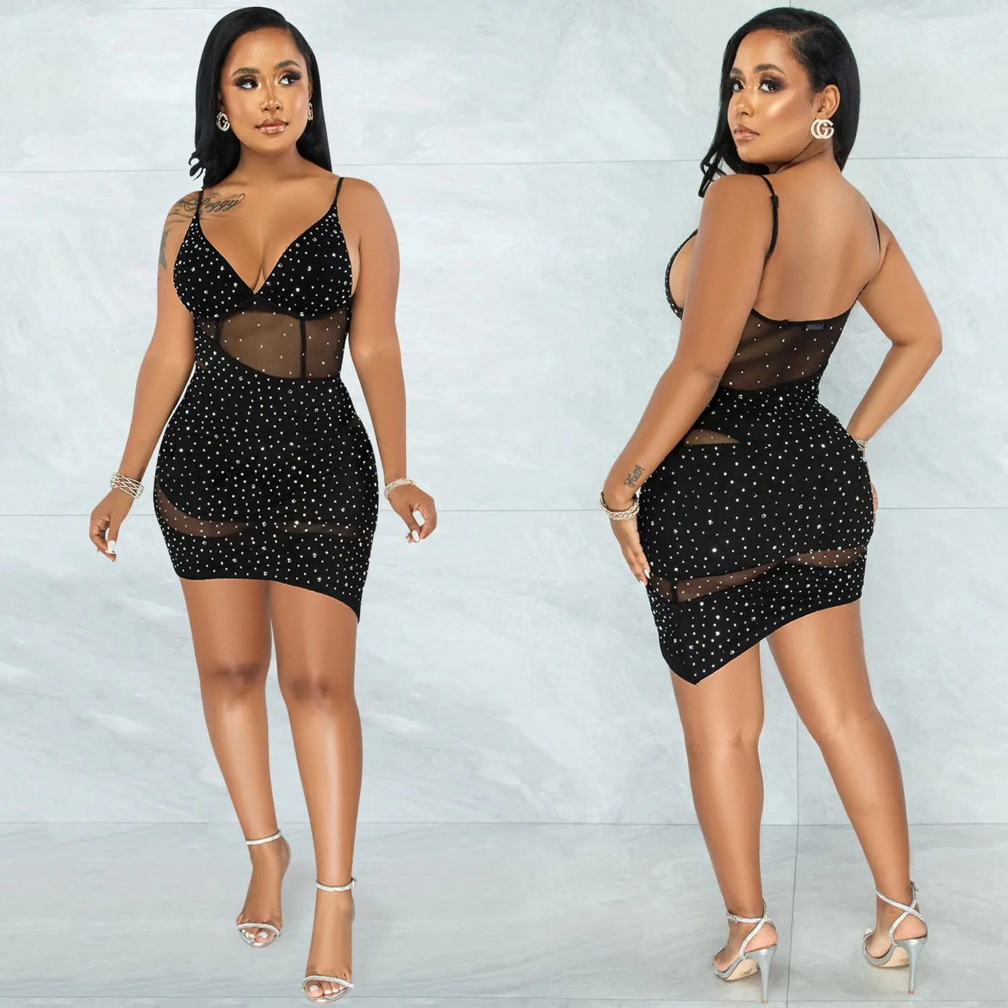 Irregular Hot Diamond Sling Cocktail and Nightclub Dress