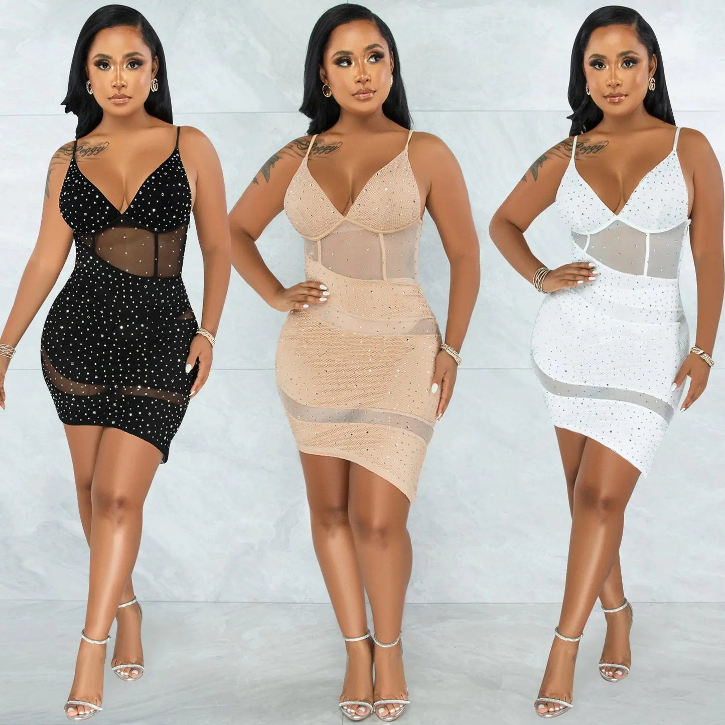 Irregular Hot Diamond Sling Cocktail and Nightclub Dress