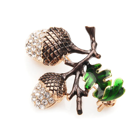 Hazelnut and Pine Cone Brooch Jewelry