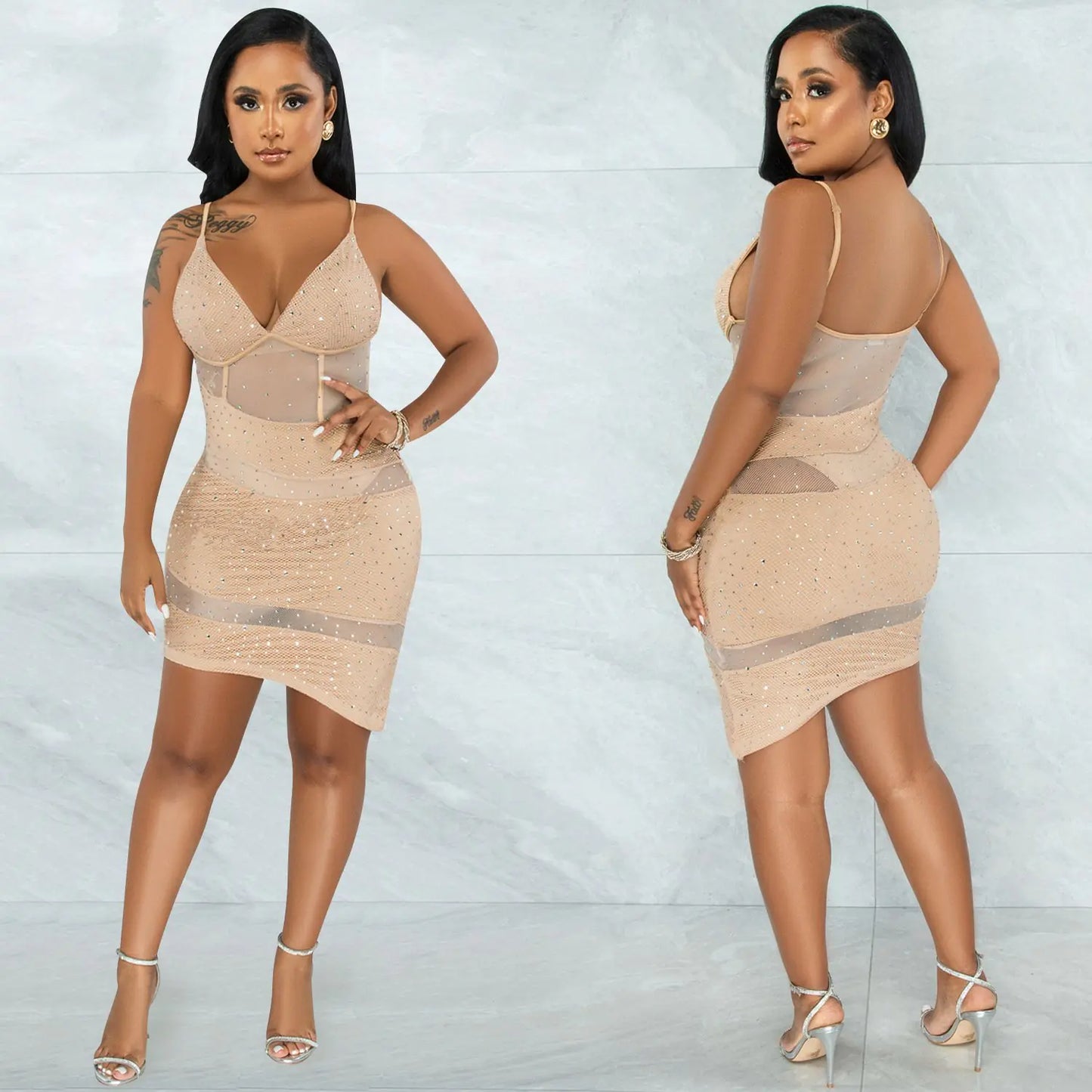 Irregular Hot Diamond Sling Cocktail and Nightclub Dress