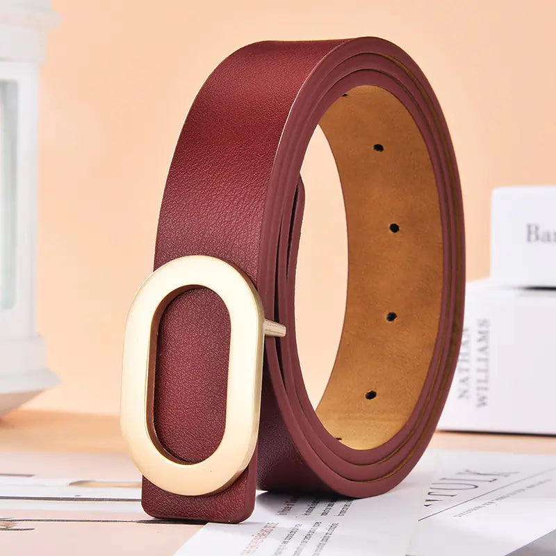 Stylish Oval Buckle Women's Belt for Dresses and Jeans