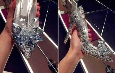 Diamond Pointed Toe High Heels for Brides