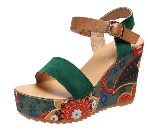 Embroidered Wedge Sandals Women's Shoes