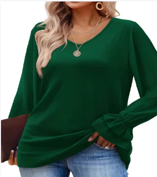 Solid Color Long Sleeve T-Shirt Top