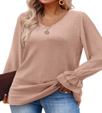 Solid Color Long Sleeve T-Shirt Top